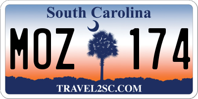 SC license plate MOZ174
