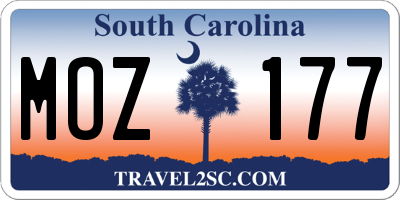 SC license plate MOZ177