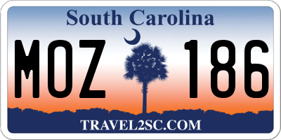 SC license plate MOZ186