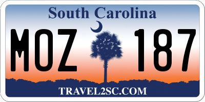 SC license plate MOZ187