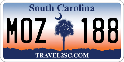 SC license plate MOZ188