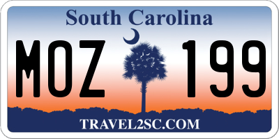 SC license plate MOZ199