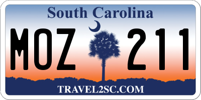 SC license plate MOZ211