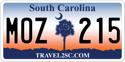SC license plate MOZ215