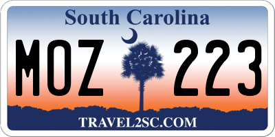 SC license plate MOZ223