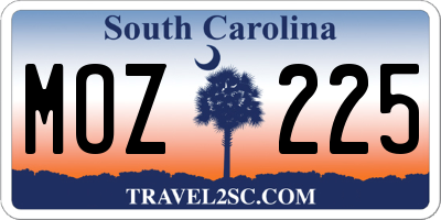 SC license plate MOZ225