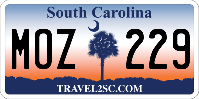 SC license plate MOZ229