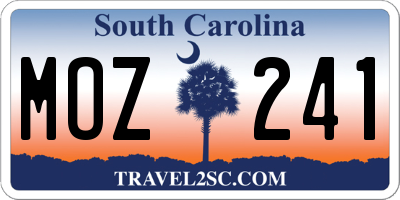 SC license plate MOZ241