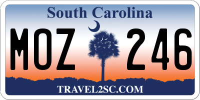 SC license plate MOZ246