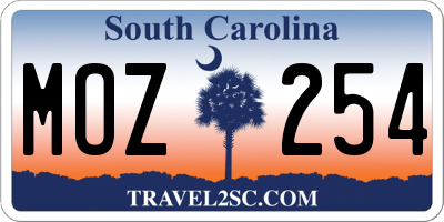 SC license plate MOZ254