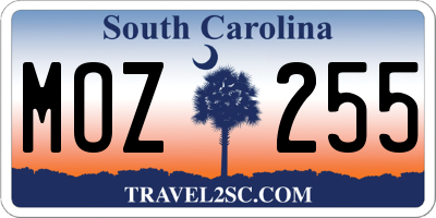 SC license plate MOZ255