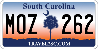 SC license plate MOZ262