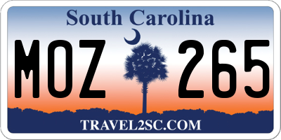 SC license plate MOZ265