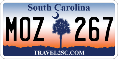 SC license plate MOZ267