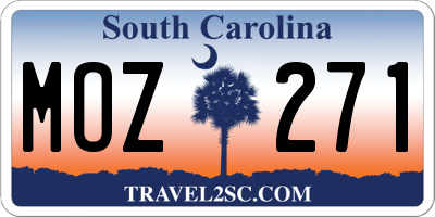 SC license plate MOZ271