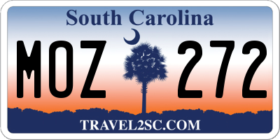 SC license plate MOZ272