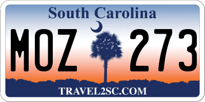 SC license plate MOZ273