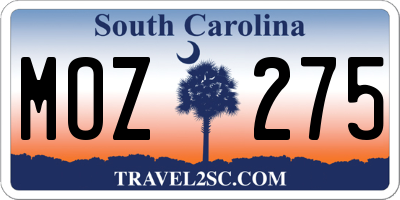 SC license plate MOZ275