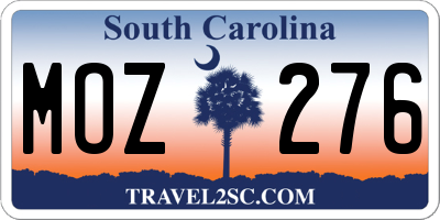 SC license plate MOZ276