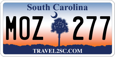 SC license plate MOZ277