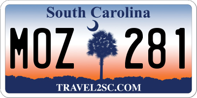 SC license plate MOZ281