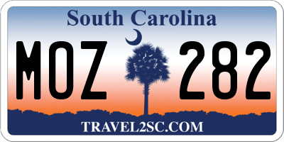 SC license plate MOZ282