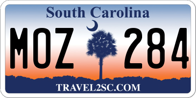 SC license plate MOZ284