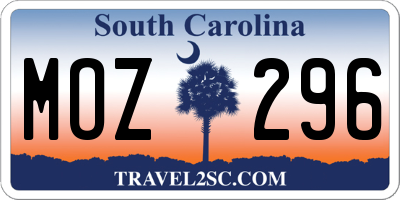 SC license plate MOZ296