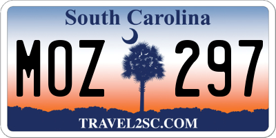 SC license plate MOZ297