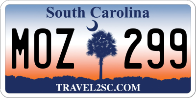 SC license plate MOZ299