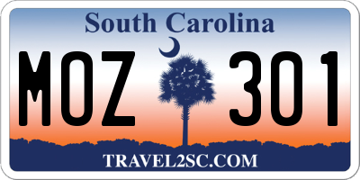 SC license plate MOZ301