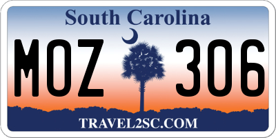 SC license plate MOZ306