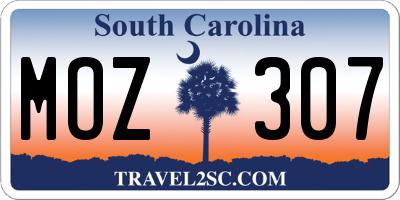 SC license plate MOZ307