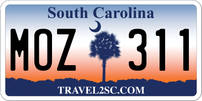 SC license plate MOZ311