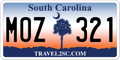 SC license plate MOZ321