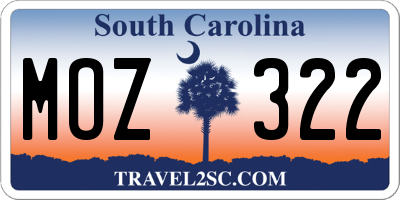 SC license plate MOZ322
