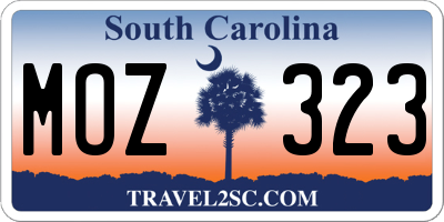 SC license plate MOZ323