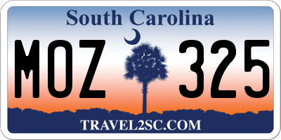 SC license plate MOZ325