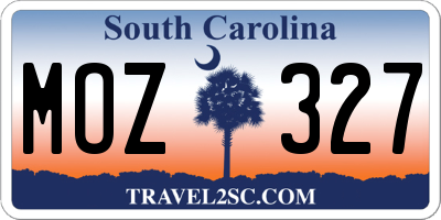 SC license plate MOZ327