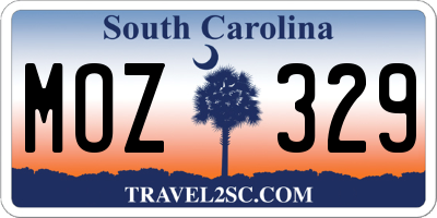 SC license plate MOZ329