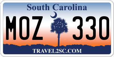 SC license plate MOZ330