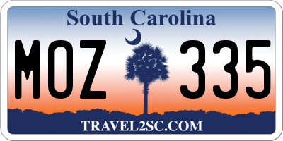 SC license plate MOZ335