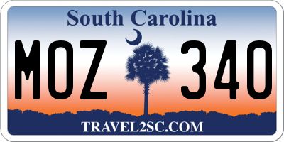 SC license plate MOZ340