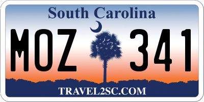 SC license plate MOZ341
