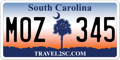 SC license plate MOZ345