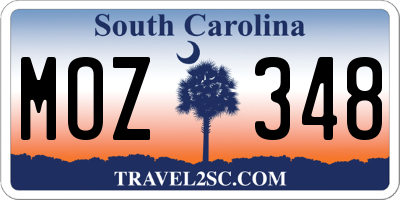 SC license plate MOZ348
