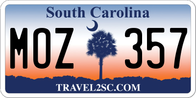 SC license plate MOZ357