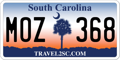 SC license plate MOZ368