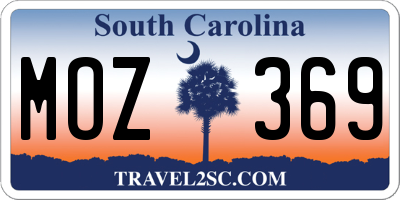 SC license plate MOZ369