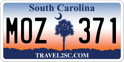SC license plate MOZ371